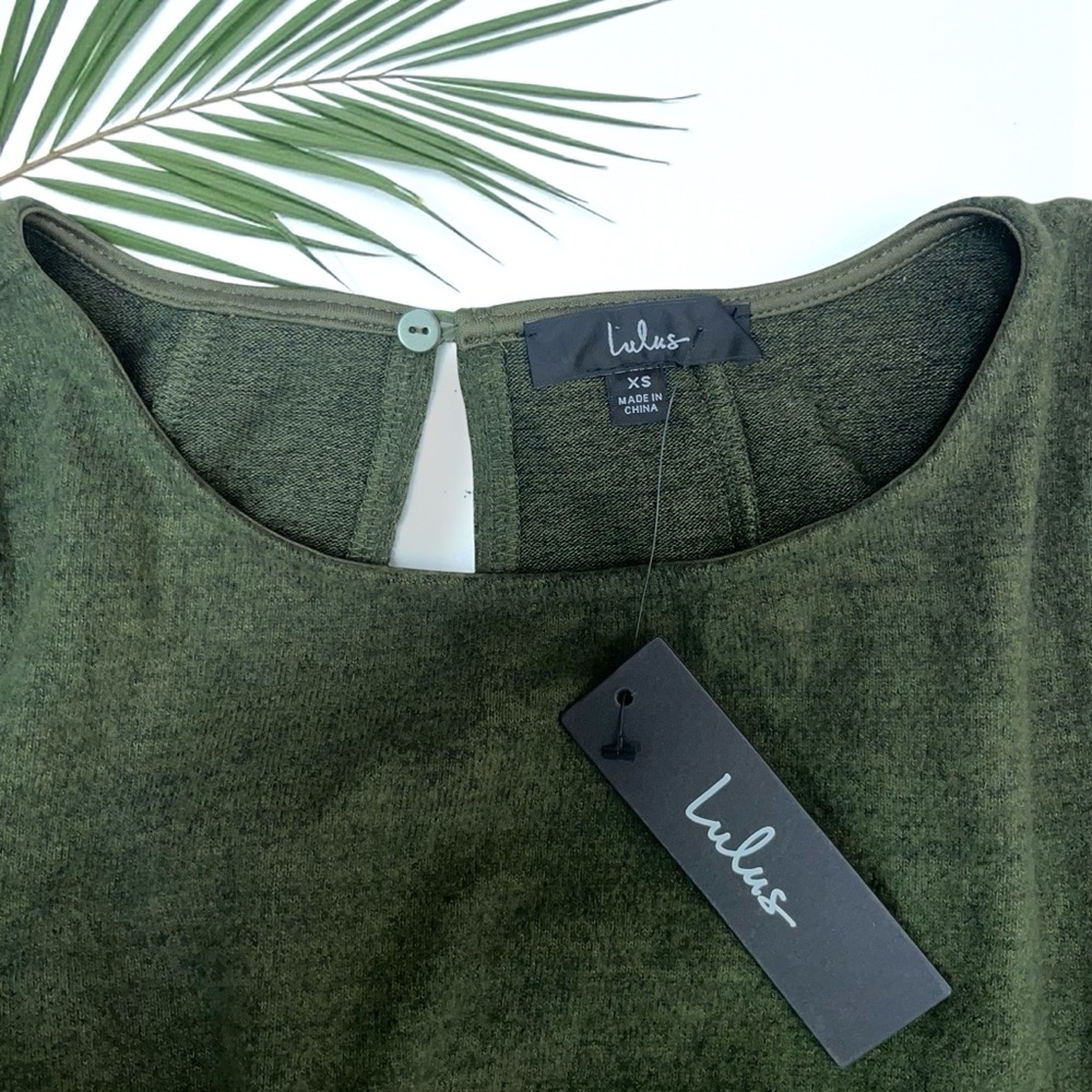 🆕 Lulus Favorite Tune Faux Wrap Sweater Dress in Olive Green - Picture 8 of 9